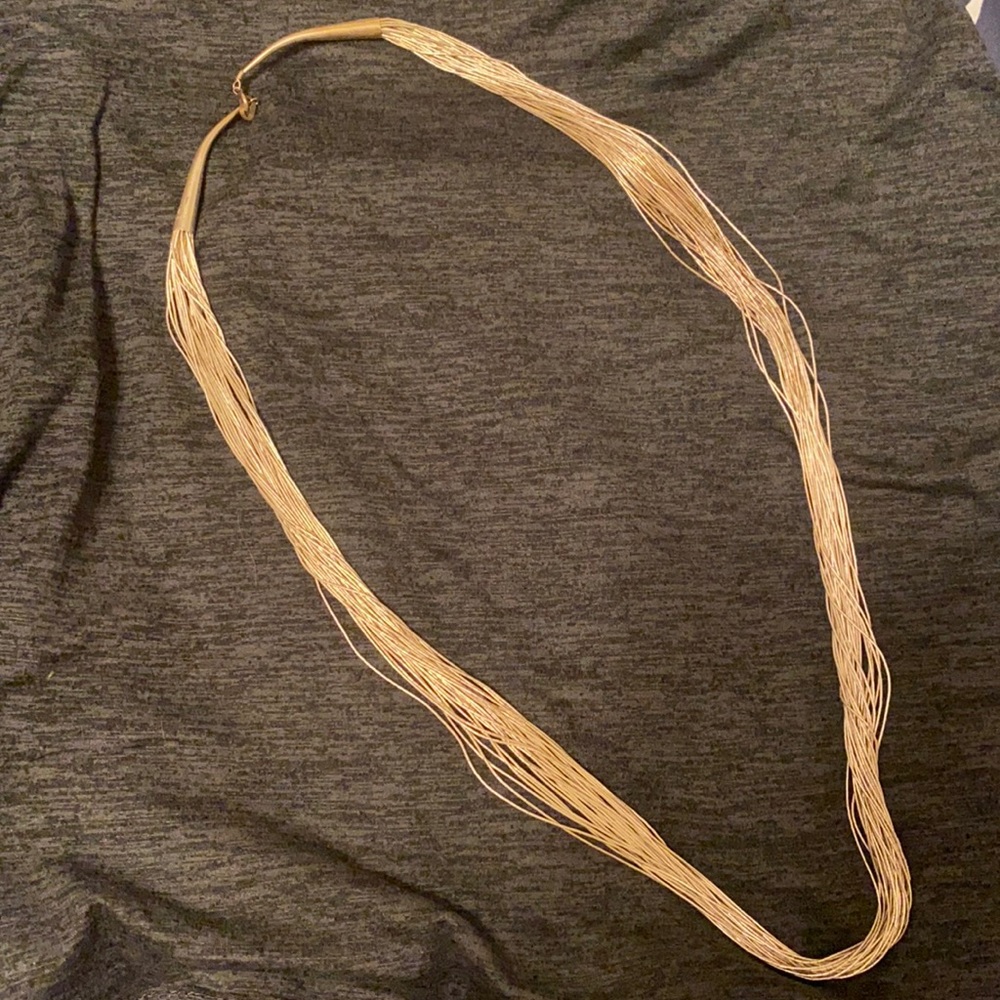 Multi strand metallic necklace